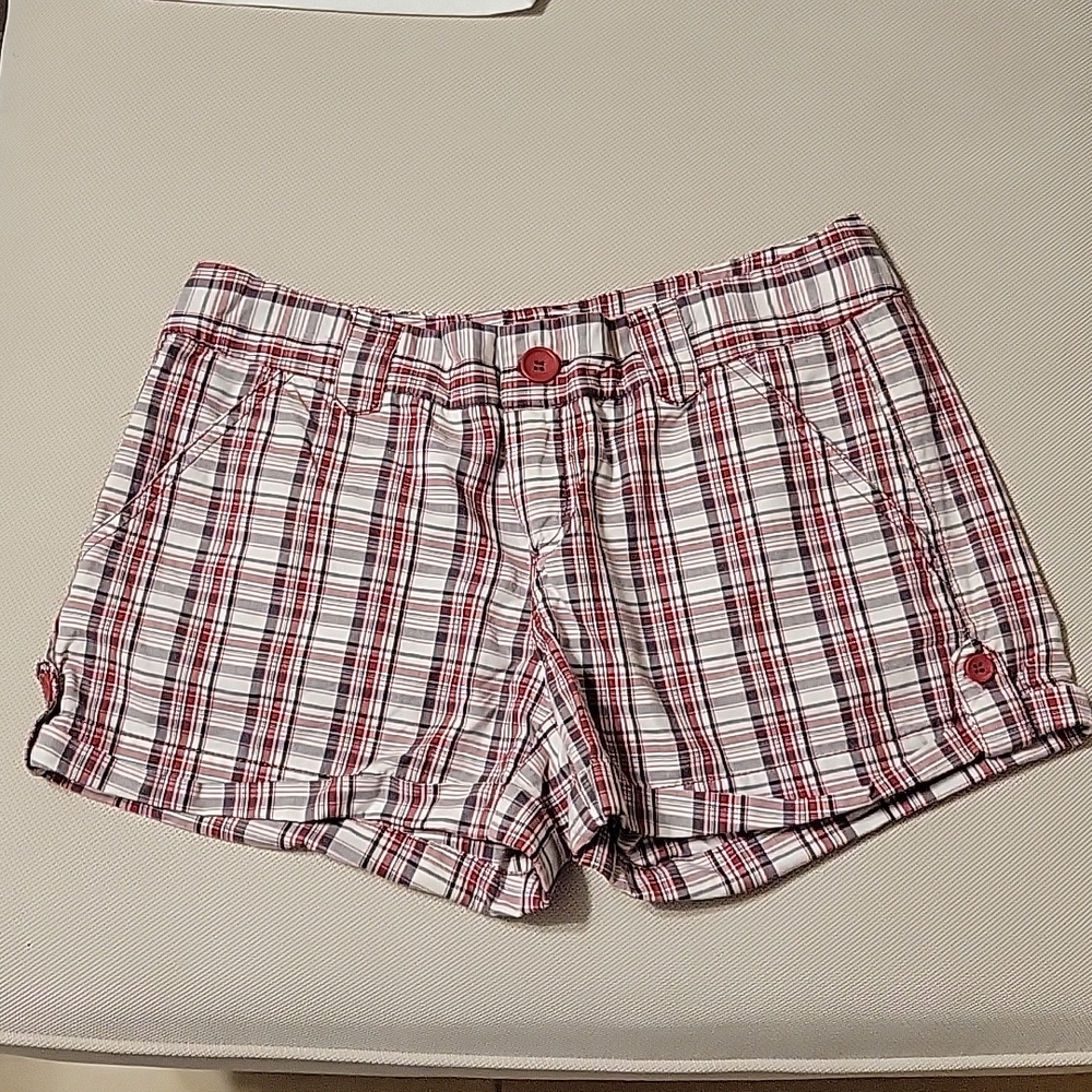 Maurice's Red/Black/Grey/White Plaid Cotton Shorts